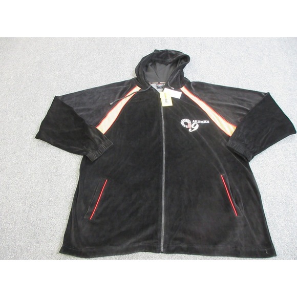Vintage‎ Akademiks Hoodie Jacket Mens 2XL Black Velour Full Zip Embroidered Logo